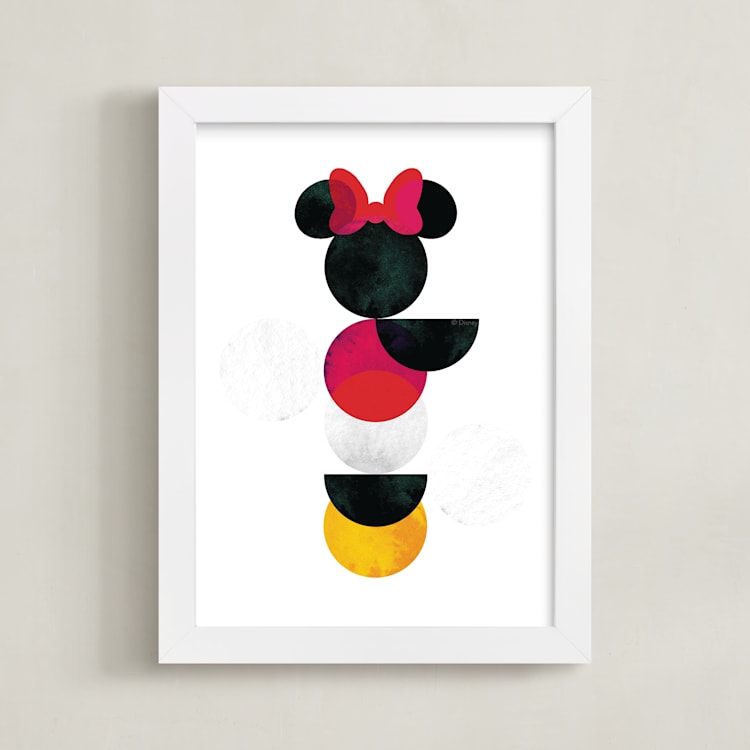 "Disney Minimalist Minnie Mouse" - Art Print in Coal by Anna Joseph - Framed