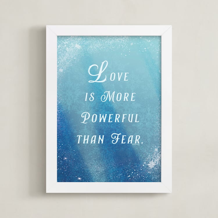 "Disney's Elsa Love Quote" - Art Print in Ice by Leah Bisch - Framed