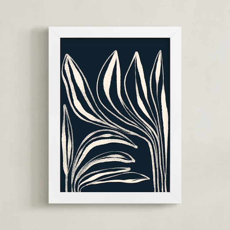 "Navy Botanical #1" - Art Print in Midnight by ALICIA BOCK - Framed
