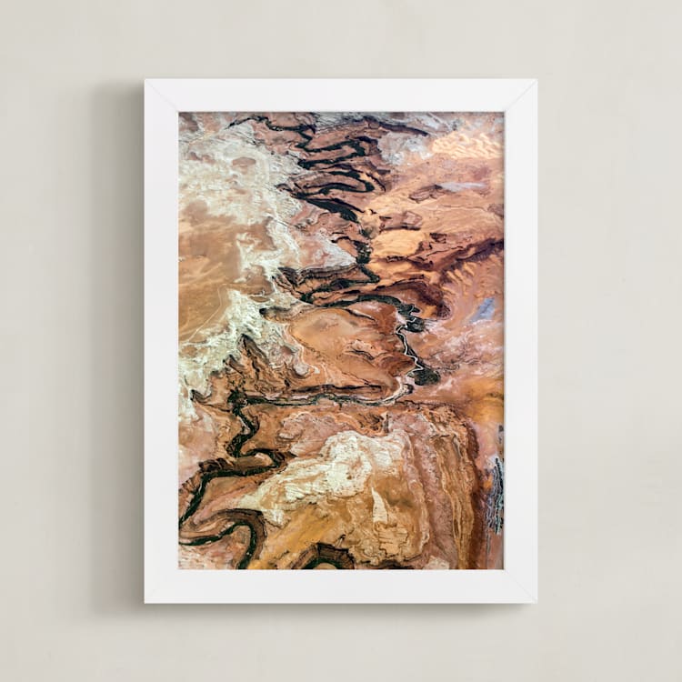 "Time Shapes our Lands" - Art Print in Earth Brown by Elena Kulikova - Framed