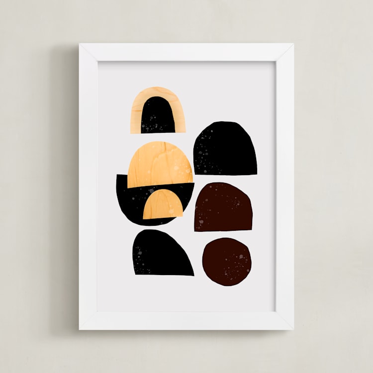 "shapeism" - Art Print in Deep Maroon by Alicia Abla - Framed