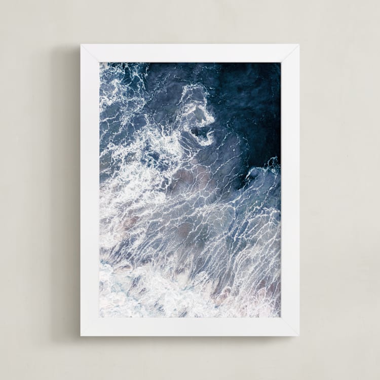 "Ocean's Brushstrokes 2" - Art Print in Deep Sea by Tania Medeiros - Framed