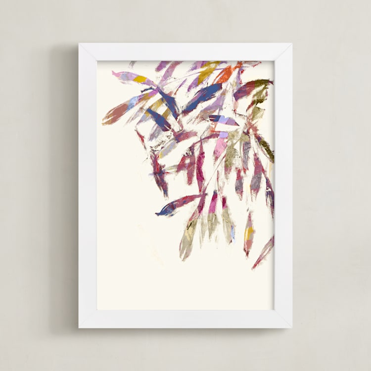 "Painted Foliage" - Art Print in pink foliage by Bethania Lima - Framed
