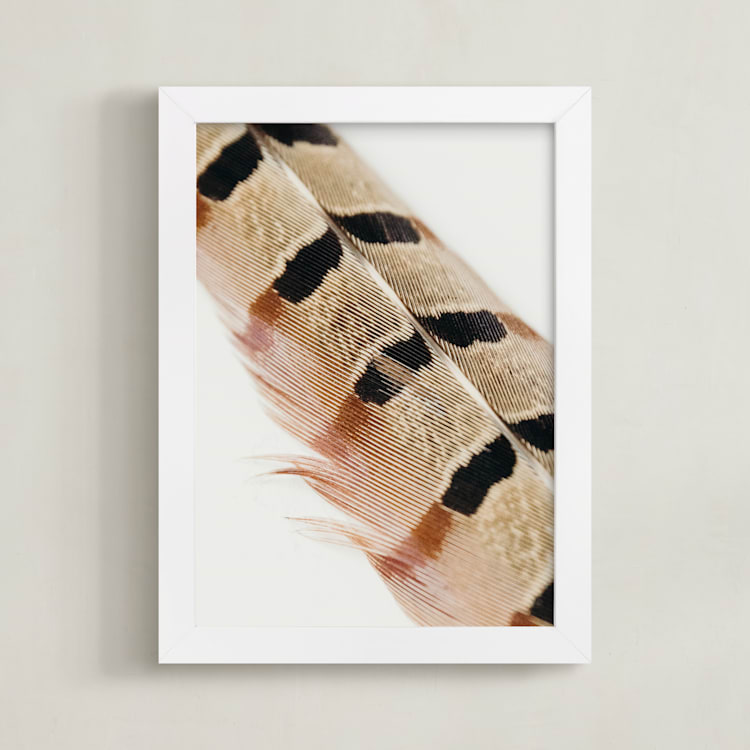 "Feather Study I" - Art Print in Auburn by Becca Beers - Framed