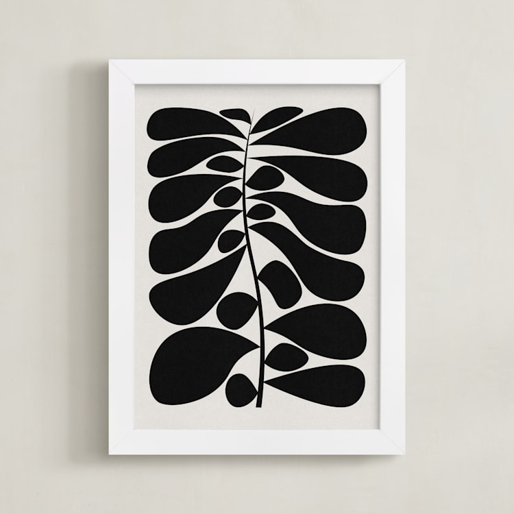 "Black Plant I" - Art Print in Moon White by Alisa Galitsyna - Framed