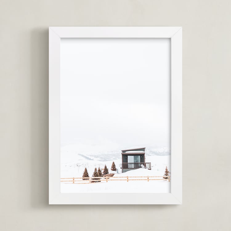 "High Country Home" - Art Print in Snow by Jamie Lollback - Framed