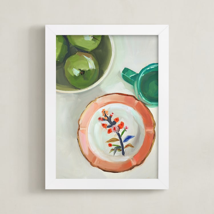 "Beautiful Plate" - Art Print in Linen by Jenny Westenhofer - Framed