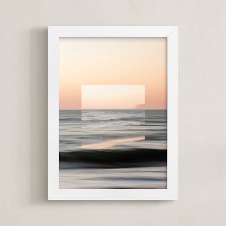"Sea Meets Sky 3" - Art Print in Sunset Blush by Shannon Howard - Framed