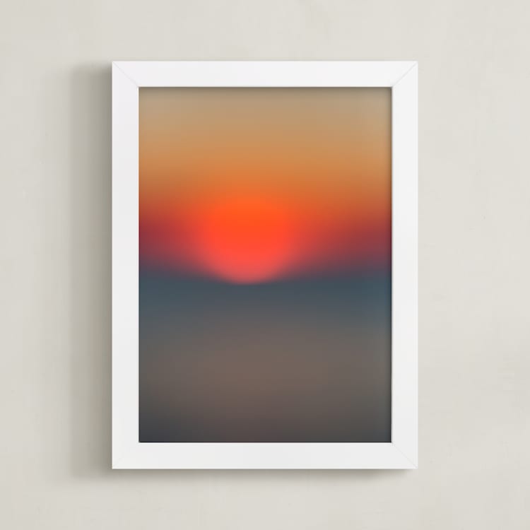 "The Sun Also Sets" - Art Print in Sunset Orange by Helen Makadia - Framed