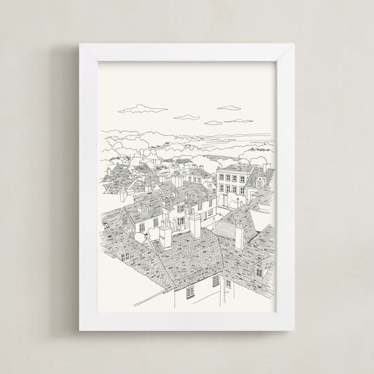 "Rye Town" - Art Print in Barley Beige by Adelyn T. - Framed
