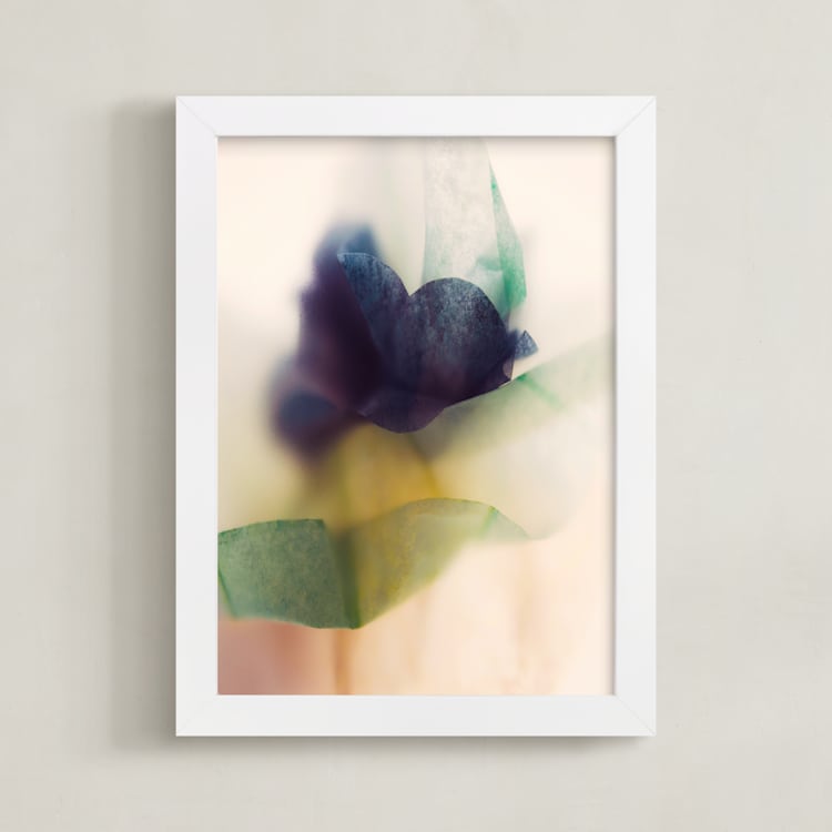 "Blue Flower" - Art Print in sapphire blue by Karen Kardatzke - Framed