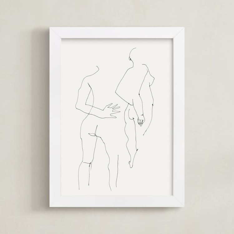 "Back" - Art Print in Black and white by Catilustre - Framed