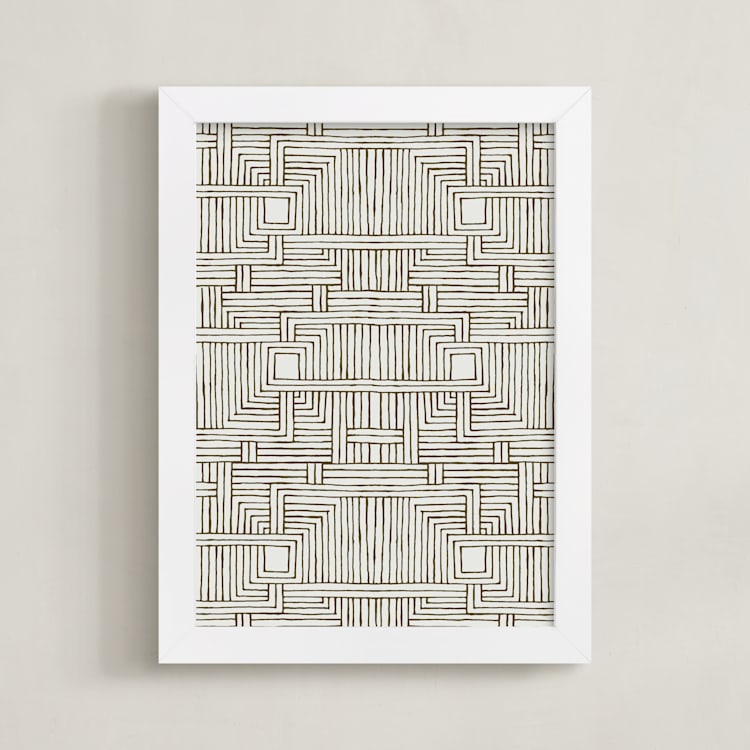 "Weaving Doodle" - Art Print in Espresso by Katie Zimpel - Framed