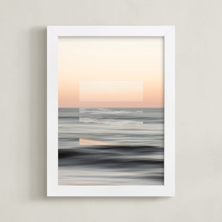 "Sea Meets Sky 1" - Art Print in Sunset Blush by Shannon Howard - Framed