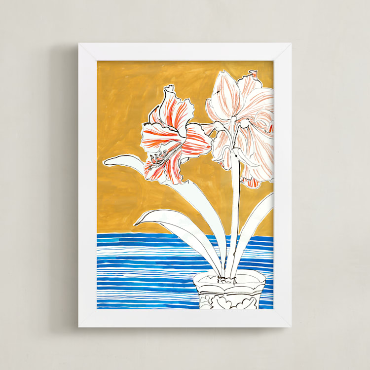 "The Gift" - Art Print in Gold Curry by Lise Gulassa - Framed