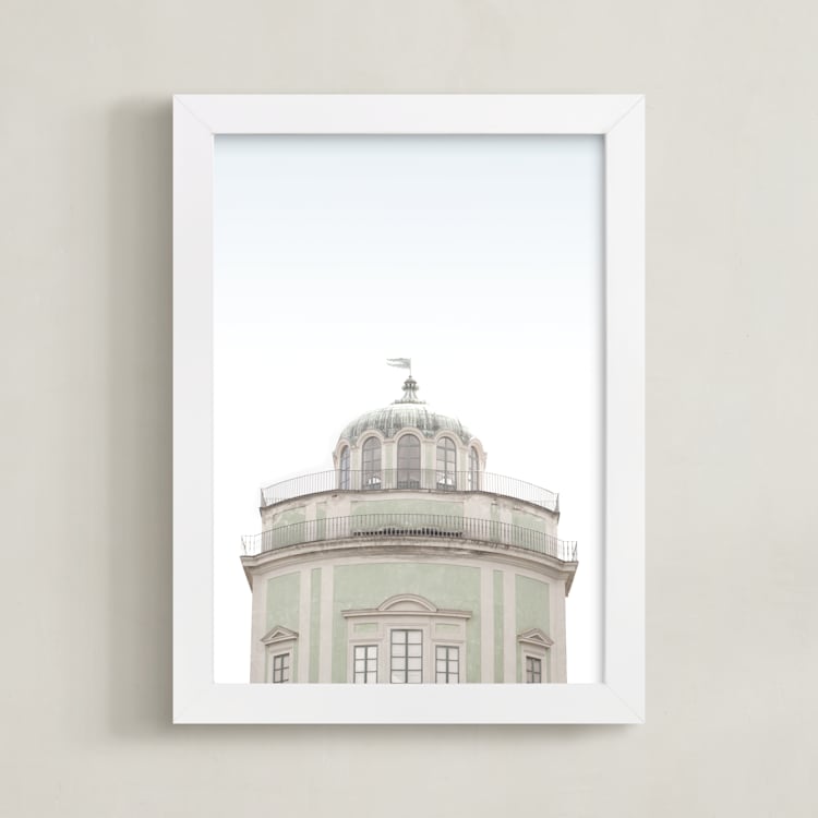"Castle in the Sky" - Art Print in Mint by Laura Bercovich - Framed