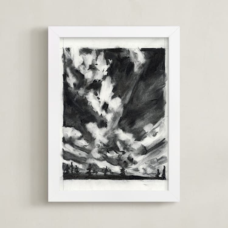 "plume" - Art Print in Charcoal by Kelly Johnston - Framed
