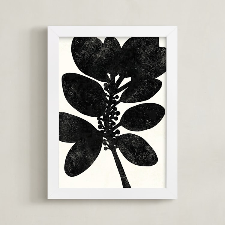 "Minimalist Leaves" - Art Print in Noir by Marta Crea - Framed
