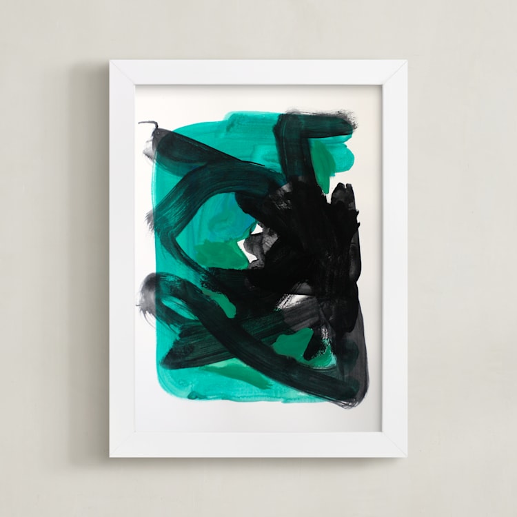 "Change Mind" - Art Print in emerald green by Nell Waters Bernegger - Framed