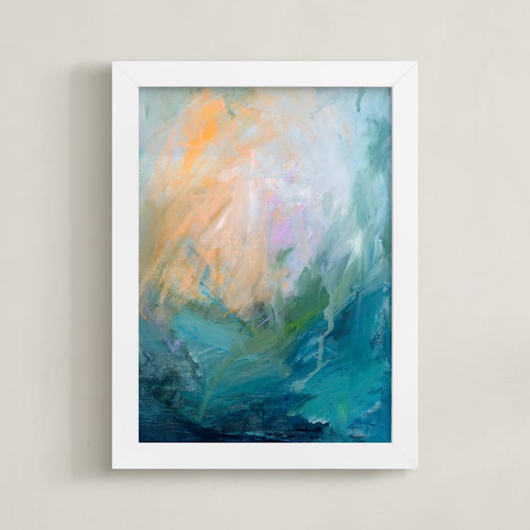 "Fade Into You" - Art Print in Teal by Jenny Partrite - Framed