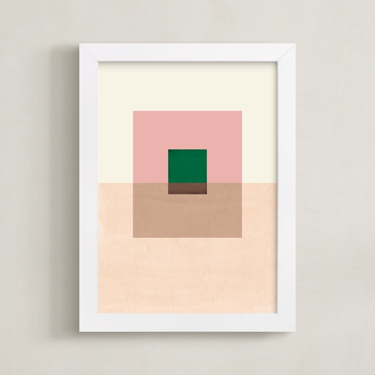 "Neutral Shades" - Art Print in Peach by Baumbirdy - Framed