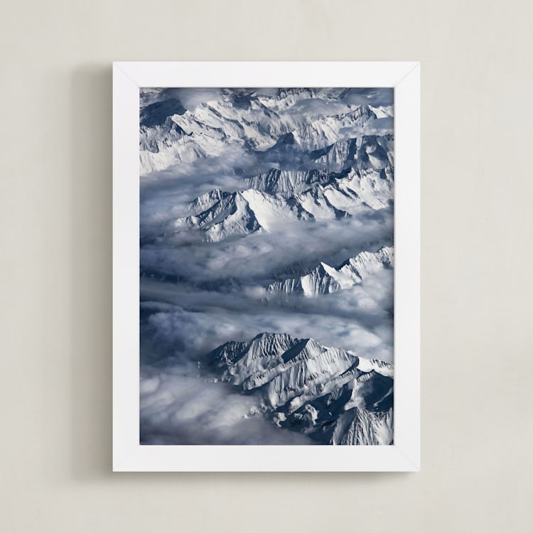 "Giants From Above" - Art Print in Frost Blue by Alice Carmen - Framed