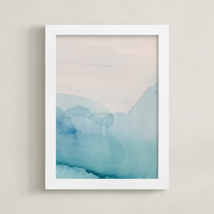 "Lands 1" - Art Print in pale blue by Nell Waters Bernegger - Framed