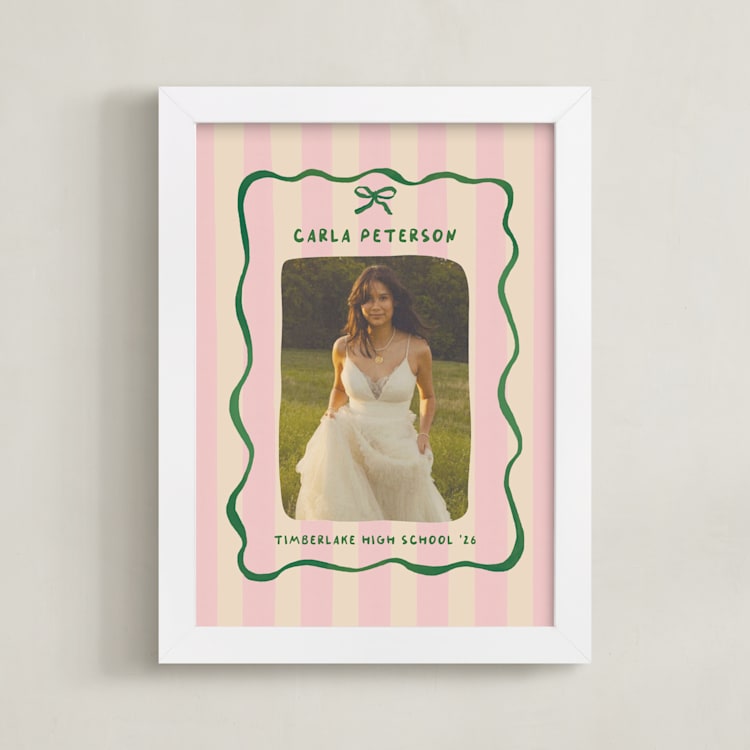 "Whimsical Stripes: Portrait Framed Photo" - Framed Photo in Raspberry Matcha by Vera Lim - Framed