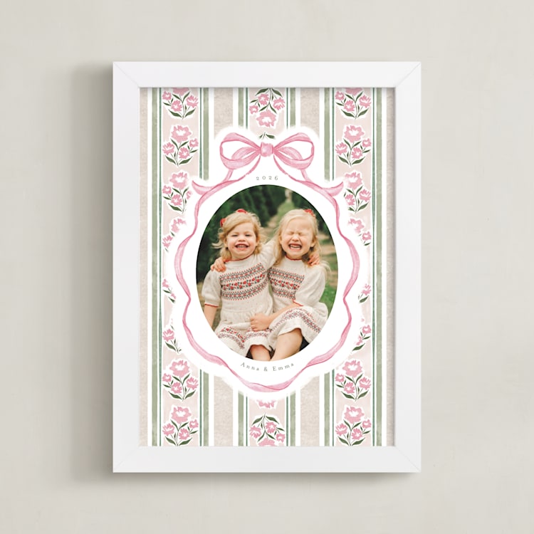 "Holiday Ribbon: Portrait Framed Photo" - Framed Photo in Peony by Jackie Crawford - Framed