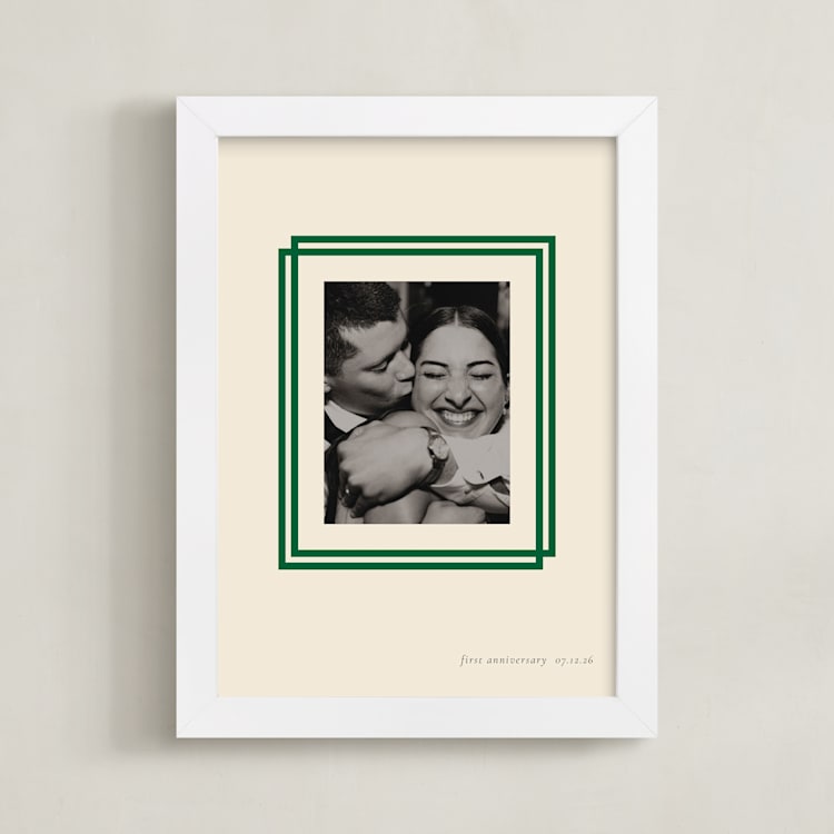 "Double Border: Portrait" - Framed Photo in Emerald by letterfix - Framed