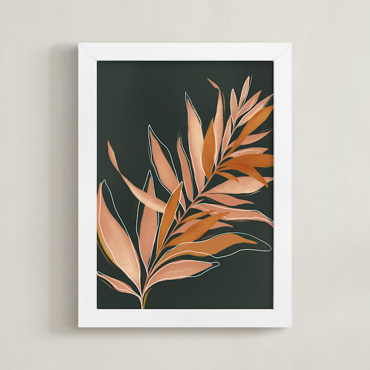 "Falling Fern" - Art Print in Jade by Julie Murray - Framed