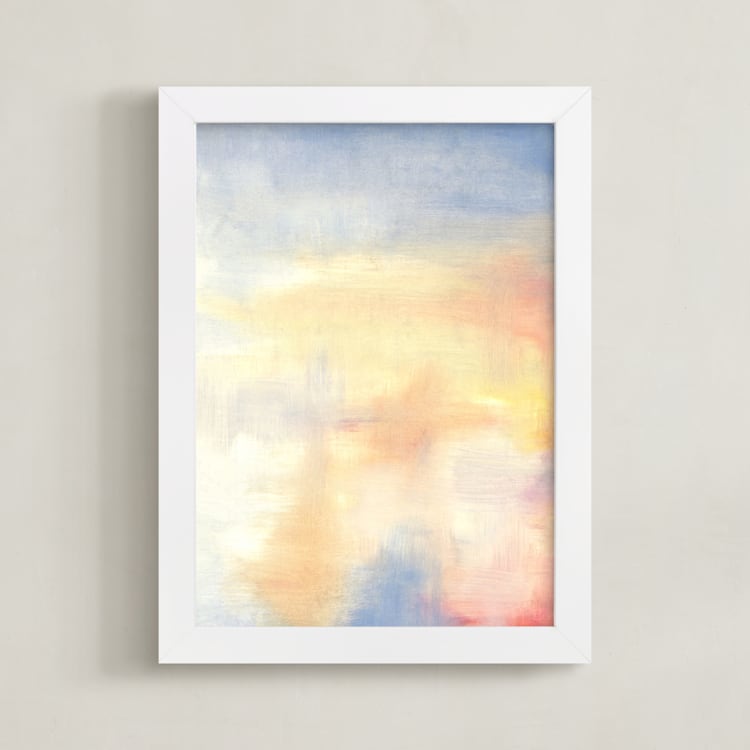 "Red Rising Sun 1" - Art Print in Morning Yellow by Susanne Kasielke - Framed