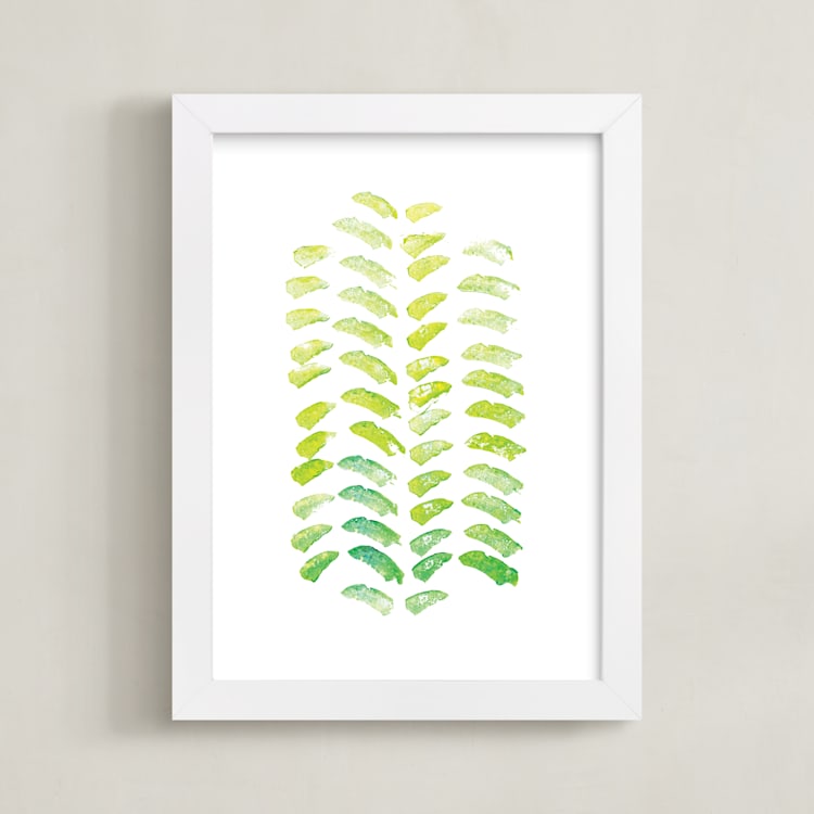 "Bok Choi Print No. 2" - Art Print in Spring Green by Susie Allen - Framed