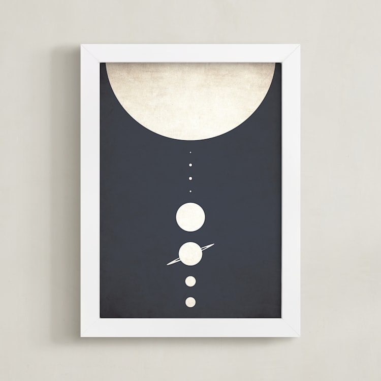 "Planetary Neighbors" - Art Print in Space Grey by GeekInk Design - Framed