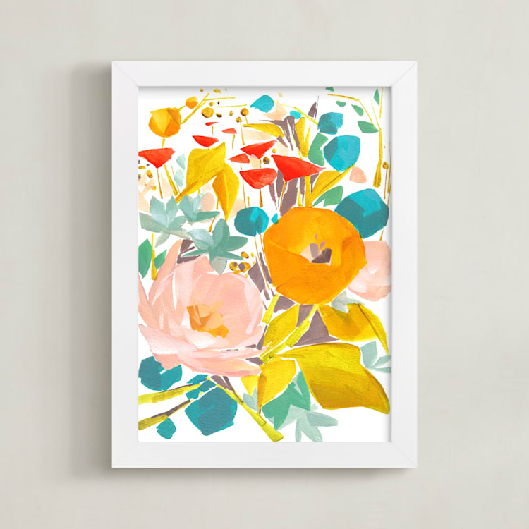 "Upward" - Art Print in Blue green by Jess Franks - Framed