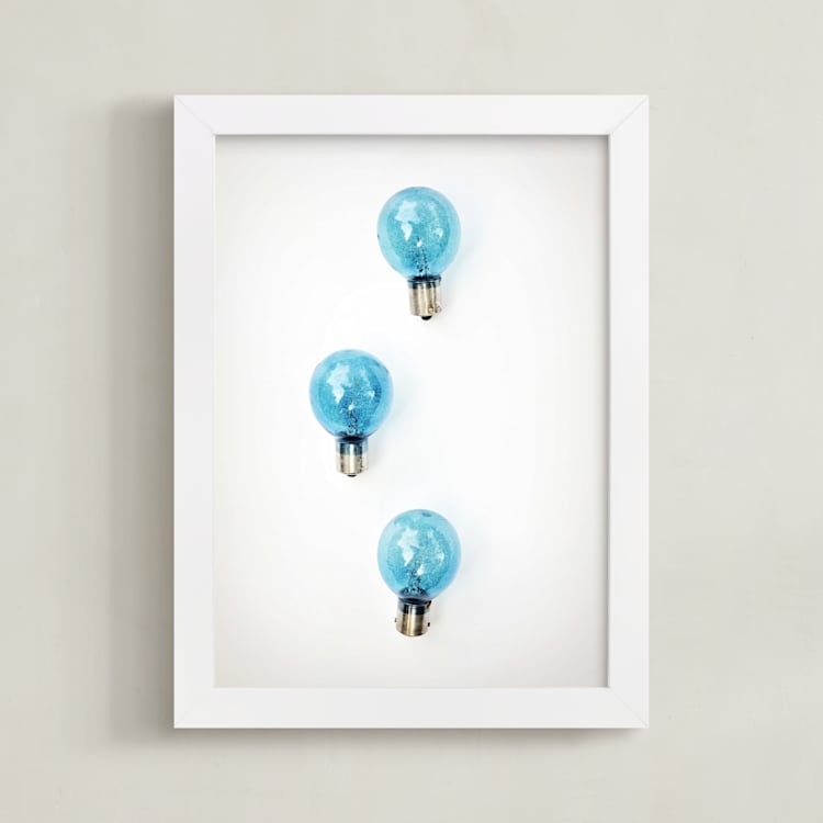 "Three Ideas" - Art Print in Flash Bulb Blue by Gabrial Reising - Framed
