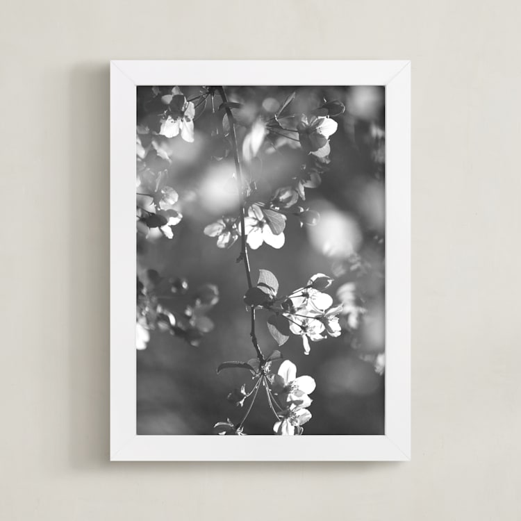 "Vintage Blossoms I" - Art Print in Sunlit Grey by Hettie Roberts - Framed