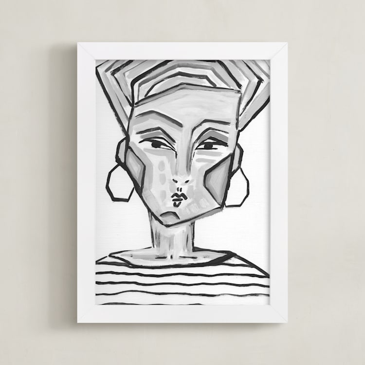 "Lady Gray" - Art Print in Grey by Juniper Briggs - Framed