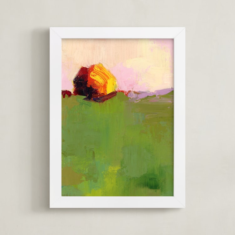 "Pasture" - Art Print in Grass Green by sue prue - Framed
