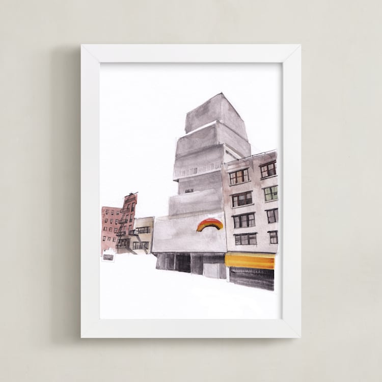 "New York Street" - Art Print in Rainbow Grey by Viktoria Eperjesi - Framed