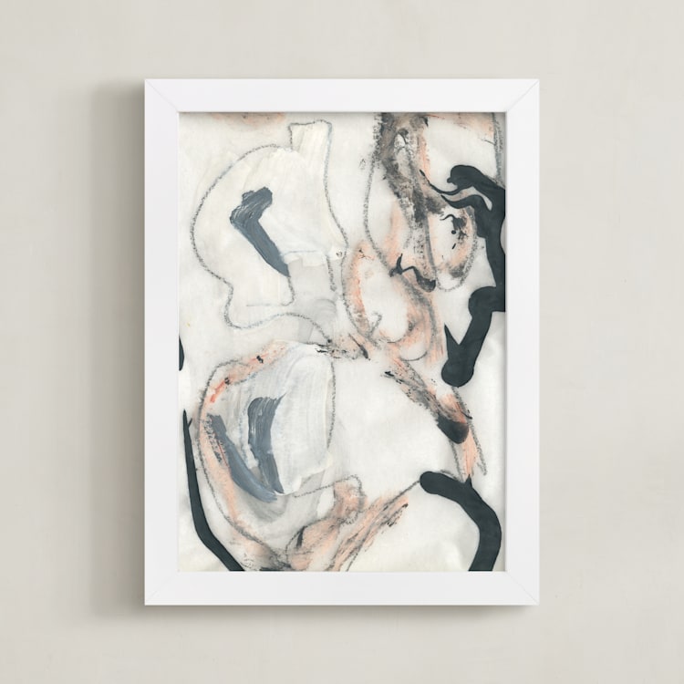 "Southern Cotton Series 4" - Art Print in Pink and Grey by Angela Simeone - Framed