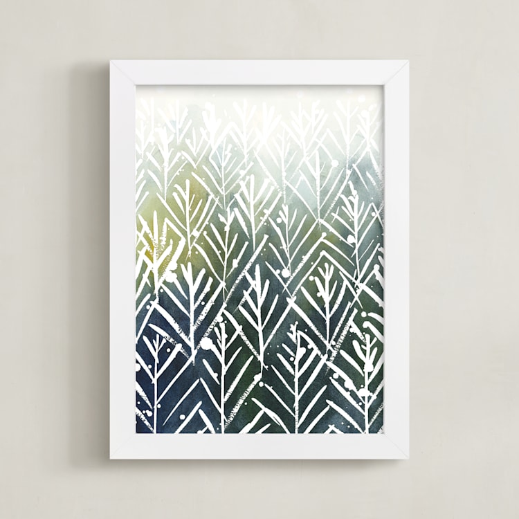 "Evergreens" - Art Print in Greens by Yao Cheng Design - Framed