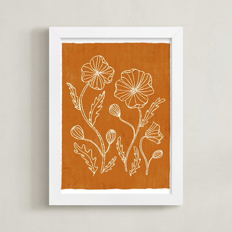 "Poppy Joy" - Art Print in Burnt Orange by Angel Walker - Framed