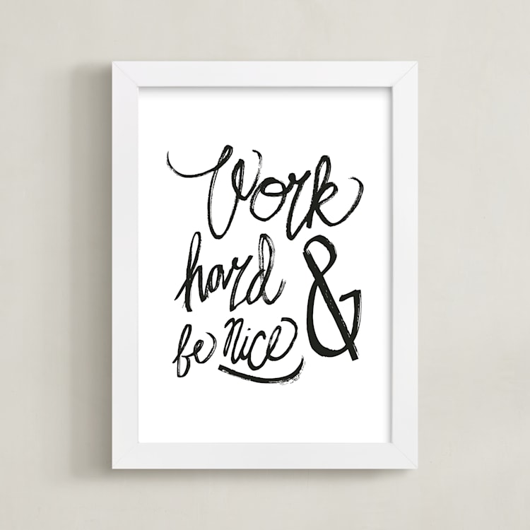 "Nice Work" - Art Print in White by Heather Francisco - Framed
