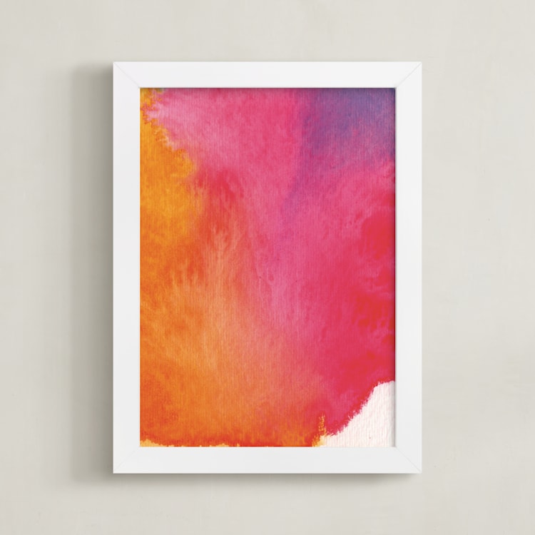 "Rainbow" - Art Print in Raspberry Rose by Artsy Canvas Girl Designs - Framed