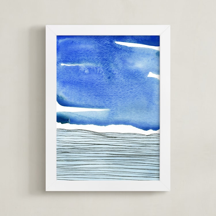 "Out To Sea I" - Art Print in Deep Blue by Chelsey Scott - Framed