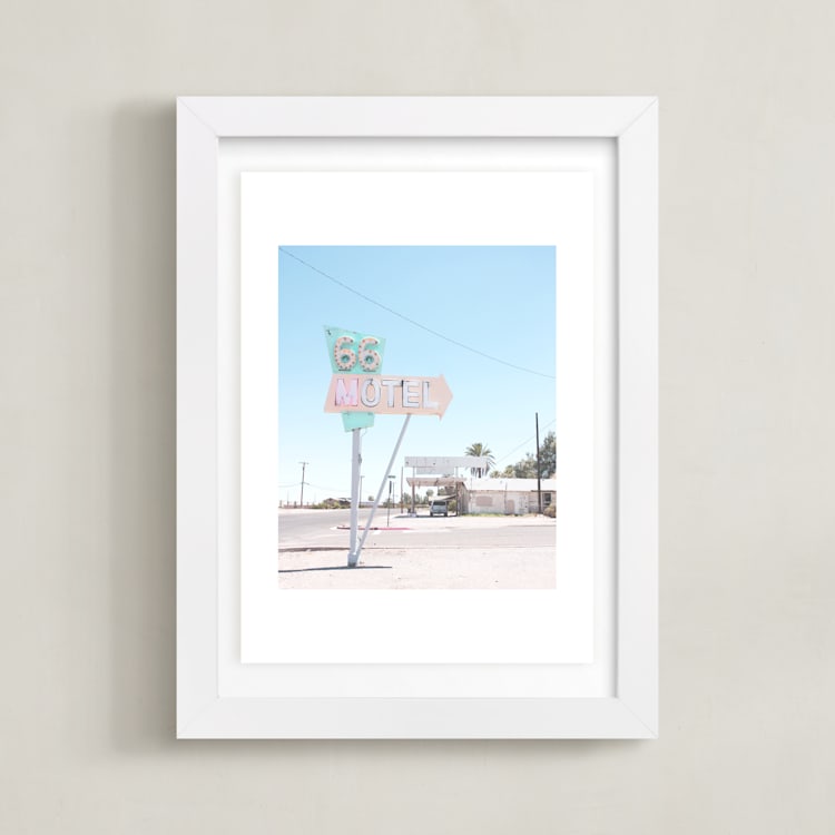 "66" - Art Print in vintage blue by Calais A Le Coq - Framed