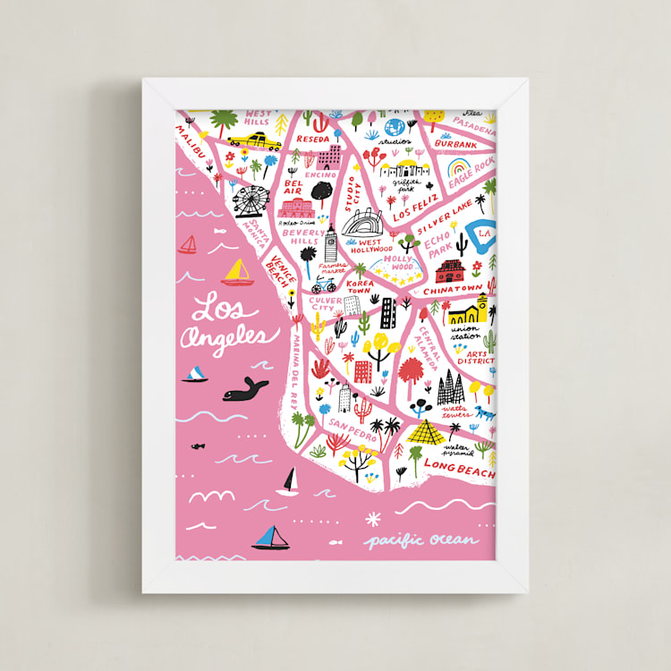 "I Love Los Angeles" - Art Print in Cotton Candy by Jordan Sondler - Framed