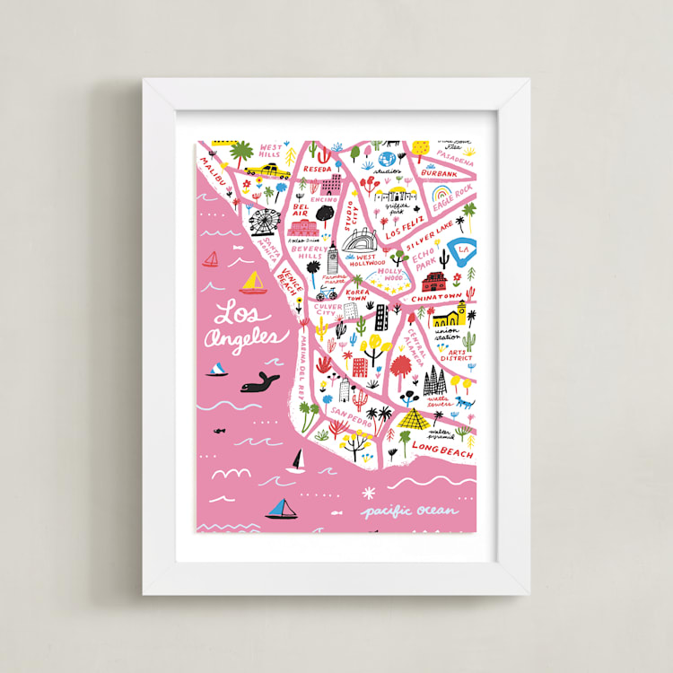 "I Love Los Angeles" - Art Print in Cotton Candy by Jordan Sondler - Framed