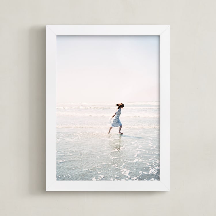 "Dreams + Waves" - Art Print in Ocean Neutral by Jenni Kupelian - Framed